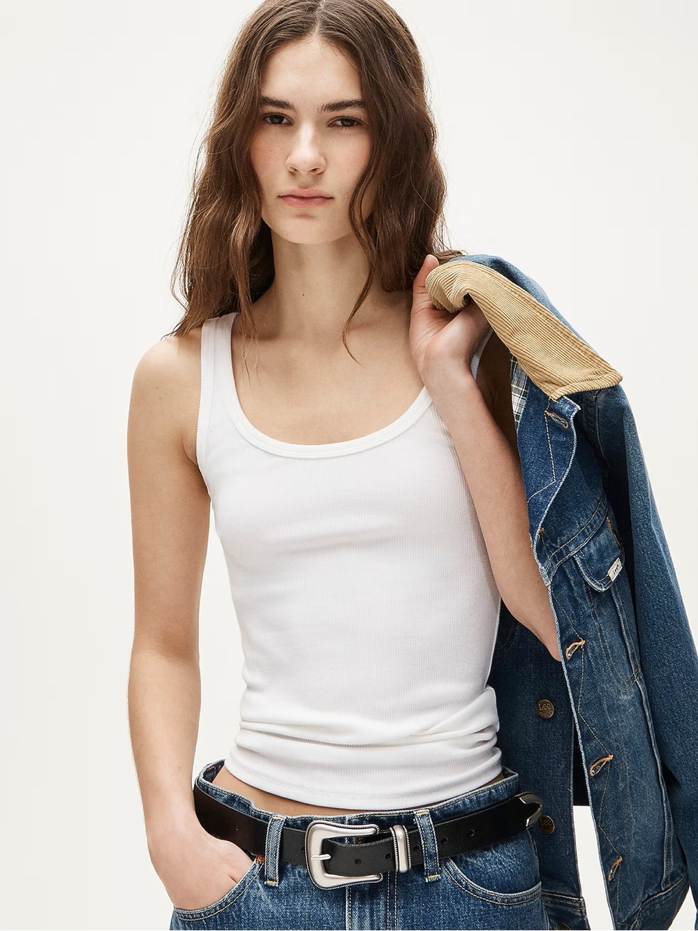 NWT Lee x J.Crew Perfect Rib Tank Top White Medium CT566